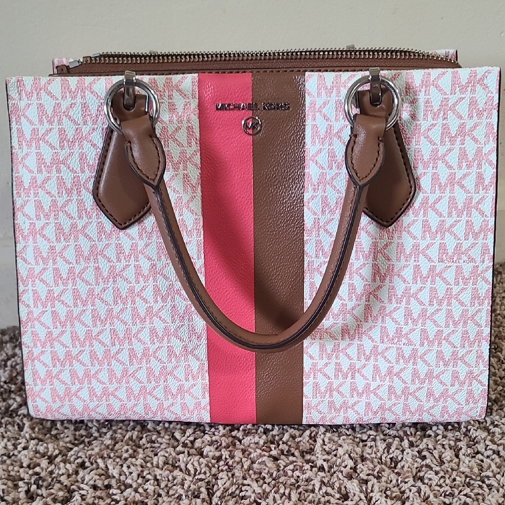 Michael Kors Pink and Brown Tote Bag